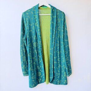 Catherine André Open Front Knit Cardigan – Teal Green (Size XL) P34